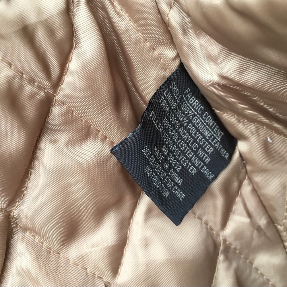 giacca Vintage Tan Penny Lane Daisy Leather Suede Coat With Faux Fur Trim Small - Picture 6 of 7